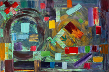 Painting titled "DNA OF AN ISLAND" by Philippe Ceulemans, Original Artwork, Oil