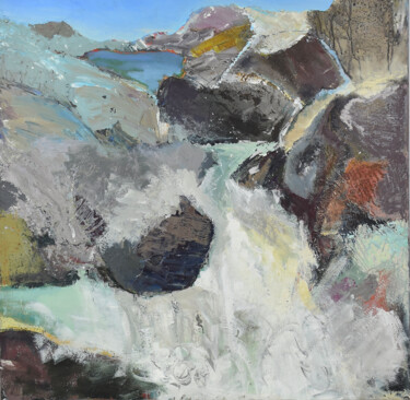 Painting titled "Énergie et chaos" by Louisa Vernet-Déan, Original Artwork, Acrylic Mounted on Wood Stretcher frame