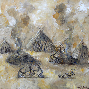 Pintura titulada "The village" por Camille Sanchez, Obra de arte original, Acrílico