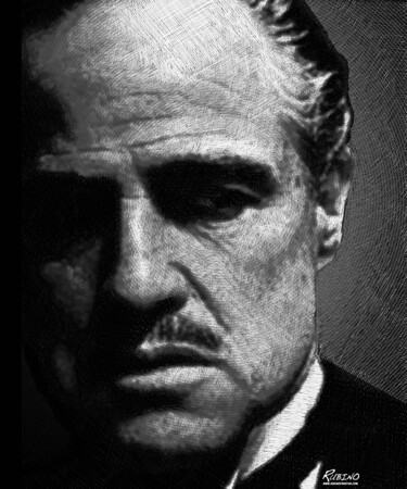 Godfather Marlon Brando Pintura titulada "Godfather Marlon Br…" por Tony Rubino, Obra de arte original, Acrílico Montado en Bastidor de camilla de m…