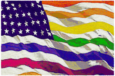 绘画 标题为“Freedom Flag” 由Tony Rubino, 原创艺术品, 丙烯 安装在木质担架架上