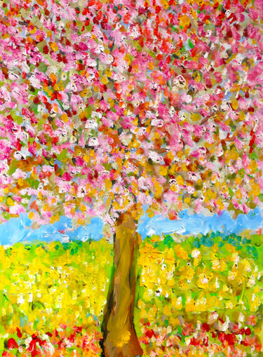 Painting titled "Journée printanière" by Jean Mirre, Original Artwork, Oil