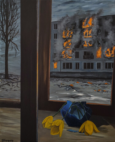 「Spring won't come」というタイトルの絵画 Yuliia Khazovaによって, オリジナルのアートワーク, アクリル