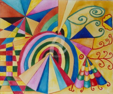 Pittura intitolato "La strada nel tunnel" da Arduino Rossi, Opera d'arte originale, Acrilico Montato su Altro pannello rigido