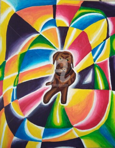 Pittura intitolato "Cane" da Arduino Rossi, Opera d'arte originale, Acrilico Montato su Telaio per barella in legno