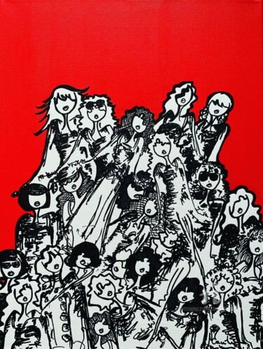 Painting titled "Folie douce" by Caroline Montigneaux, Original Artwork, Acrylic Mounted on Wood Stretcher frame