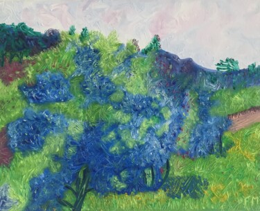 绘画 标题为“#Arbres bleus” 由François Martigné, 原创艺术品, 油