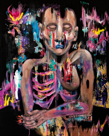 「calme intérieur.」というタイトルの絵画 Maximilien Dhumerelle (Max Dhum)によって, オリジナルのアートワーク, アクリル ウッドストレッチャーフレームにマウント