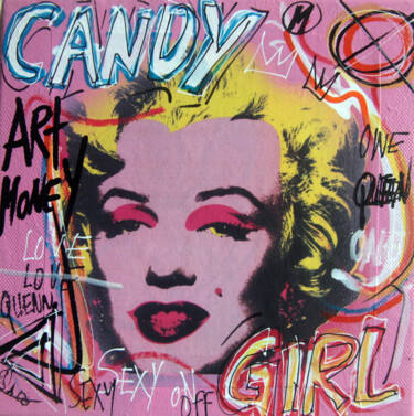 绘画 标题为“SPACO Warhol girl ,…” 由Spaco, 原创艺术品, 拼贴 安装在木质担架架上