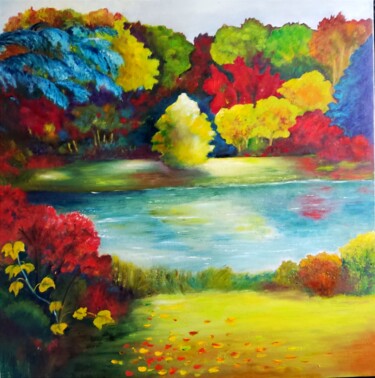 Peinture intitulée "Inspiration colorée" par Danielle Mangeon, Œuvre d'art originale, Huile