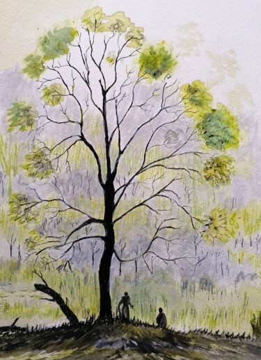 Peinture intitulée "Résilience" par Charles Corbin, Œuvre d'art originale, Encre