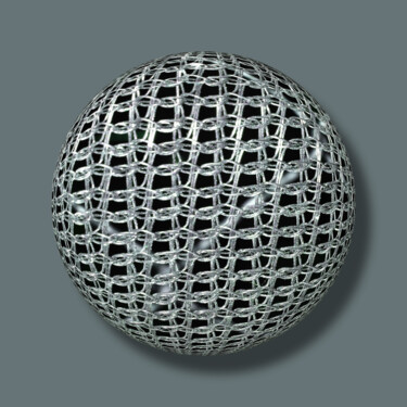 Chain Mail Armor Orb 绘画 标题为“Chain Mail Armor Orb” 由Tony Rubino, 原创艺术品, 丙烯 安装在木质担架架上