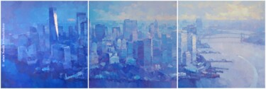 NEW YORK between the Day and Night Painting titled "NEW YORK between th…" by Alex Hook Krioutchkov, Original Artwork, Oil Mounted on Wood Stretcher frame