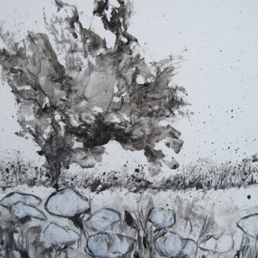 Painting titled "Auprès de mon arbre" by Jackie G., Original Artwork, Oil Mounted on Wood Stretcher frame
