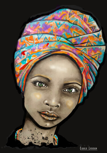 数字艺术 标题为“Femme africaine au…” 由Carole Legeron, 原创艺术品, 标记