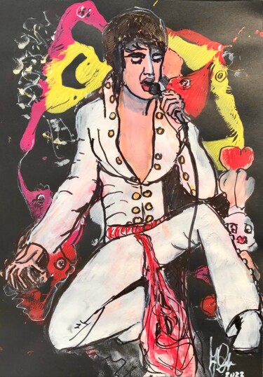绘画 标题为“"Hommage an Elvis P…” 由Jürgen Grafe, 原创艺术品, 丙烯
