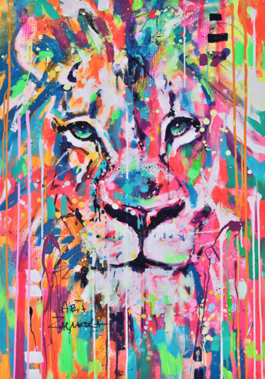 绘画 标题为“Lion” 由Marta Zawadzka, 原创艺术品, 丙烯 安装在木质担架架上