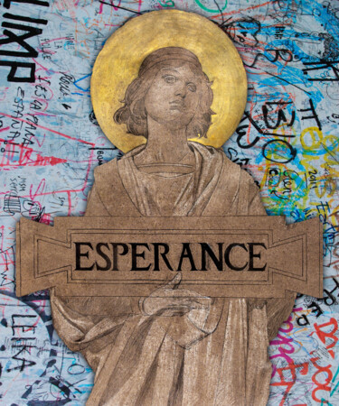 Esperance Hope drawing in high resolution by Luc-Olivier Mer Malarstwo zatytułowany „Esperance Hope draw…” autorstwa Tony Rubino, Oryginalna praca, Akryl Zamontowany na Drewniana rama n…