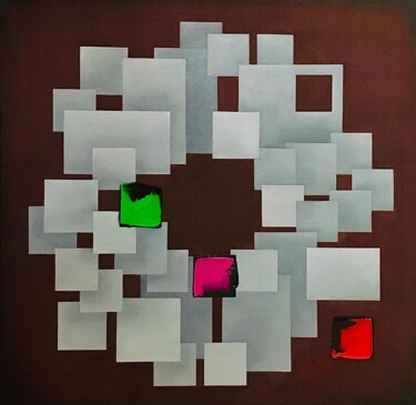 Schilderij getiteld "The Silent Grey: St…" door Inge Coolen, Origineel Kunstwerk, Olie Gemonteerd op Frame voor houten branc…