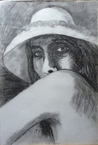 Dessin intitulée "portrait fusain" par Georges Tag, Œuvre d'art originale, Fusain