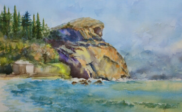 Painting titled "Cape Plaka2" by Galina Yarovikova, Original Artwork, Watercolor