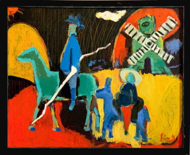 Malerei mit dem Titel "Don Quixote against…" von Rza Rzazadeh, Original-Kunstwerk, Öl