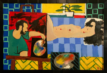 「master and model」というタイトルの絵画 Rza Rzazadehによって, オリジナルのアートワーク, オイル