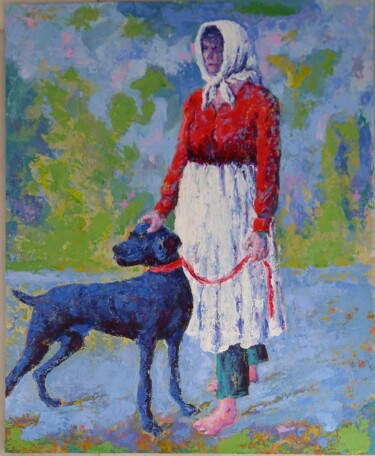 绘画 标题为“THE BLUE DOG” 由Francisco Serrano Gutierrez, 原创艺术品, 丙烯 安装在木板上