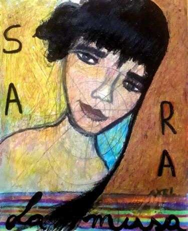 绘画 标题为“Sara "La musa" II” 由Axel Frías, 原创艺术品, 油 安装在玻璃上