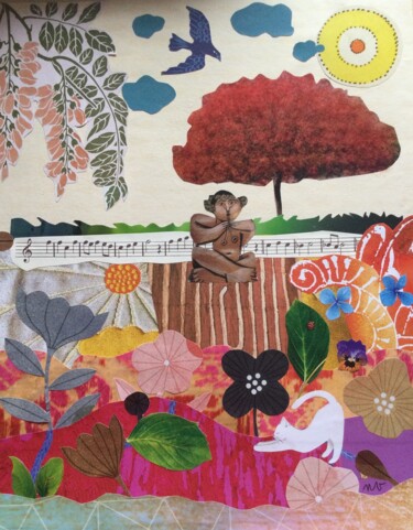 le joueur de flûte Collages titled "le joueur de flûte" by Nathalie Vanlaer, Original Artwork, Collages
