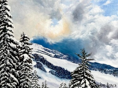Paysage de neige Greolieres Peinture intitulée "Paysage de neige Gr…" par Sandra Llorca, Œuvre d'art originale, Huile Monté sur Châssis en bois