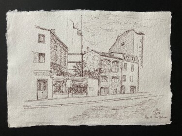 Drawing titled "Rue Galvani, Paris…" by Véronique Crombé, Original Artwork, Ink
