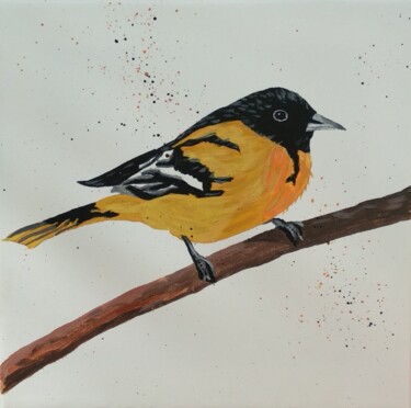 Peinture intitulée "Mésange noire" par Evie. R, Œuvre d'art originale, Acrylique