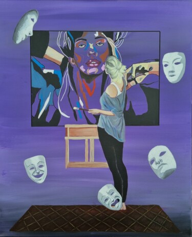 Painting titled "L'artiste" by Sophie Ackermann, Original Artwork, Acrylic