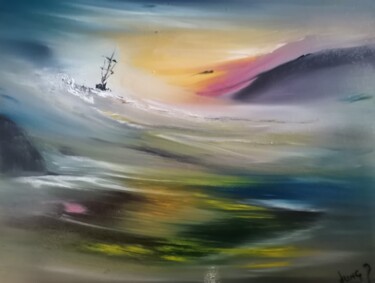 Peinture intitulée "Entre 2 mondes" par Pascal Jung, Œuvre d'art originale, Huile