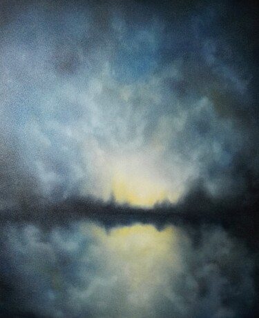 Painting titled "Abstract landscape" by Steivan Loundou, Original Artwork, Oil Mounted on Wood Stretcher frame