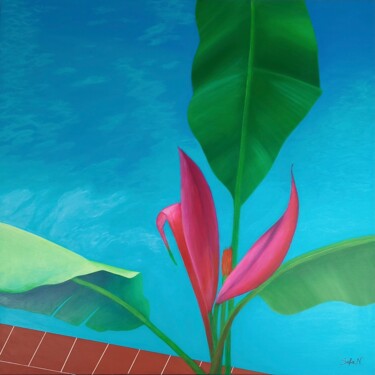 Painting titled "Relax by the Pool" by Sofia Nikolaou, Original Artwork, Acrylic