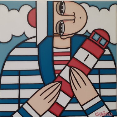 Marin au phare 2 Peinture intitulée "Marin au phare 2" par Guena, Œuvre d'art originale, Acrylique Monté sur Châssis en bois