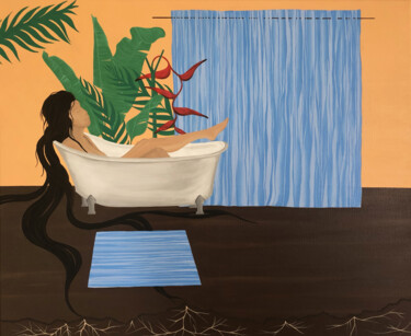 绘画 标题为“Le Bain Sauvage” 由Pauline Beaugendre (Studio Ravi), 原创艺术品, 丙烯 安装在木质担架架上