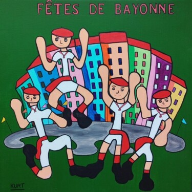 Tableau Naif Fêtes de Bayonne 4 绘画 标题为“Tableau Naif Fêtes…” 由Didier Dordeins, 原创艺术品, 丙烯