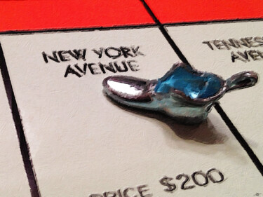 Monopoly Board Custom Painting New York Avenue 绘画 标题为“Monopoly Board Cust…” 由Tony Rubino, 原创艺术品, 丙烯 安装在木质担架架上