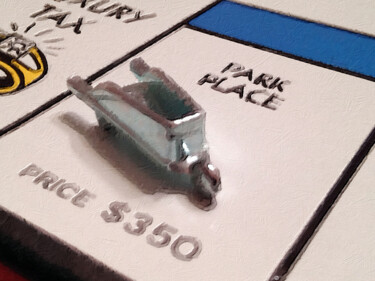 Monopoly Board Custom Painting Park Place 绘画 标题为“Monopoly Board Cust…” 由Tony Rubino, 原创艺术品, 丙烯 安装在木质担架架上