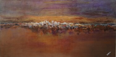 Painting titled "Village" by Didier Di Martino, Original Artwork, Acrylic Mounted on Wood Stretcher frame