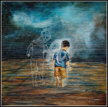 绘画 标题为“La solitude n'est q…” 由Lanto R., 原创艺术品, 丙烯 安装在木质担架架上