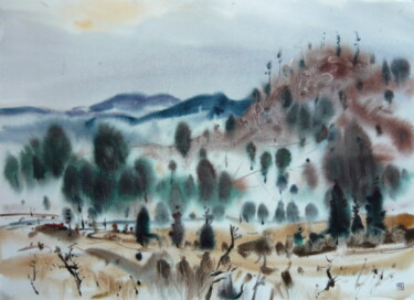 Painting titled "Blinking. (end of F…" by Rudolf Suran, Original Artwork, Watercolor