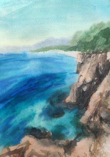 绘画 标题为“Mediterranean sea .…” 由Valentina Pushkareva, 原创艺术品, 水彩