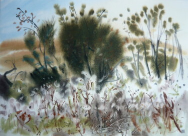 Painting titled "Thistles." by Rudolf Suran, Original Artwork, Watercolor