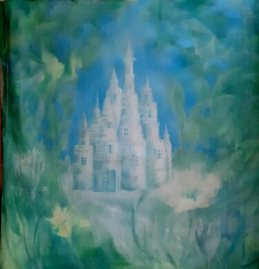 Peinture intitulée "Dans le jardin4" par Isabelle Rene, Œuvre d'art originale, Huile Monté sur Châssis en bois