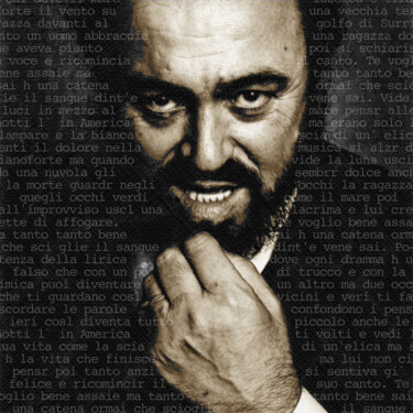绘画 标题为“Luciano Pavarotti” 由Tony Rubino, 原创艺术品, 丙烯 安装在木质担架架上