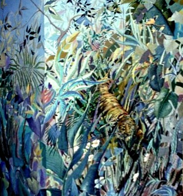 Tigre et natures peint en décors Miami-Beach 1986